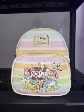 Loungefly Disney Pastel Rainbow Striped Backpack